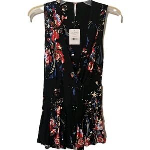 Free People Back to Basics Sleeveless Floral Wrap Tunic Top Soft Flowy XS NWT